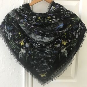 Alexander McQueen Floral and Skull Scarf